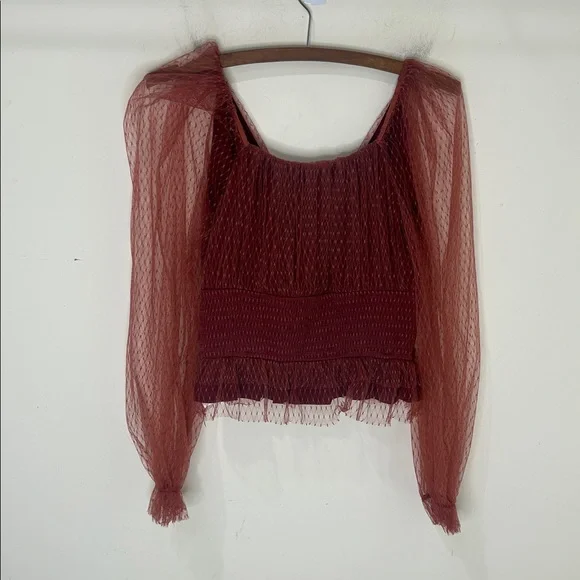 BY ANTHROPOLOGIE Tulle Sheer Balloon Sleeve Blouse Size Small - Picture 6 of 16